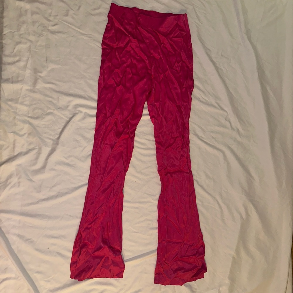 Never worn pink satin Zara pants